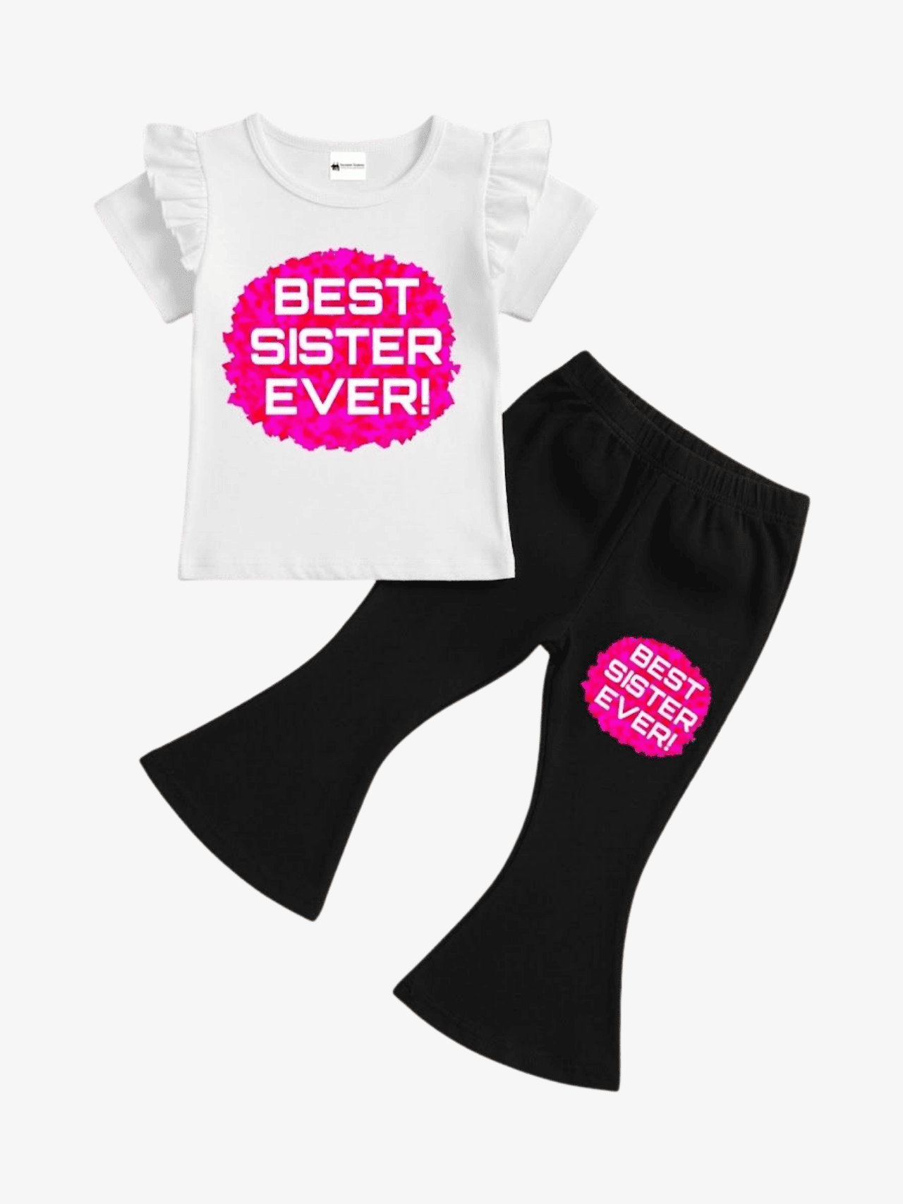 Toddler Girls' "Best Sister Ever!" Flutter Sleeve & Flare Set - ChildrenGoods