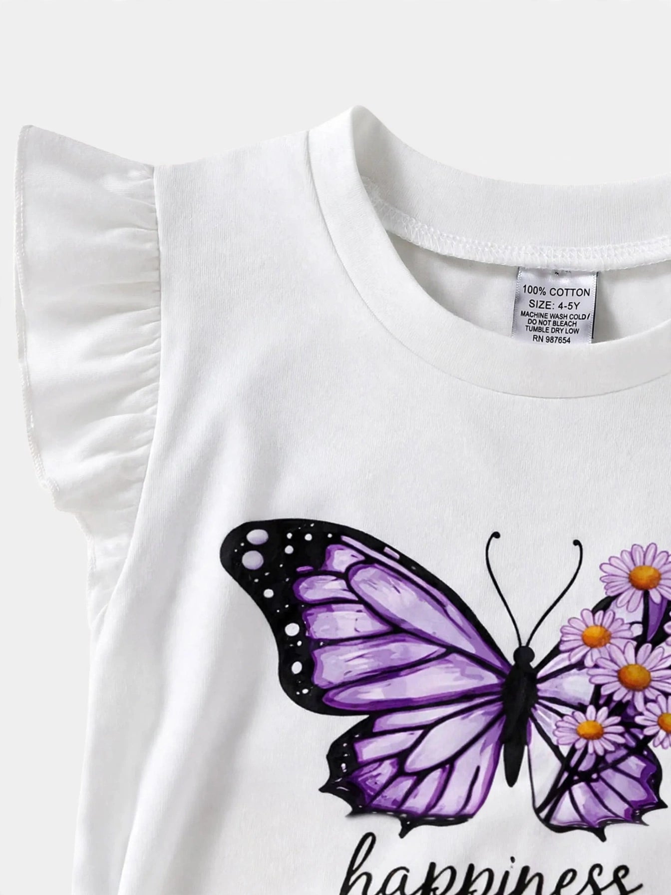 Girls Purple Butterfly & Floral Knot Top with Burgundy Leggings Set