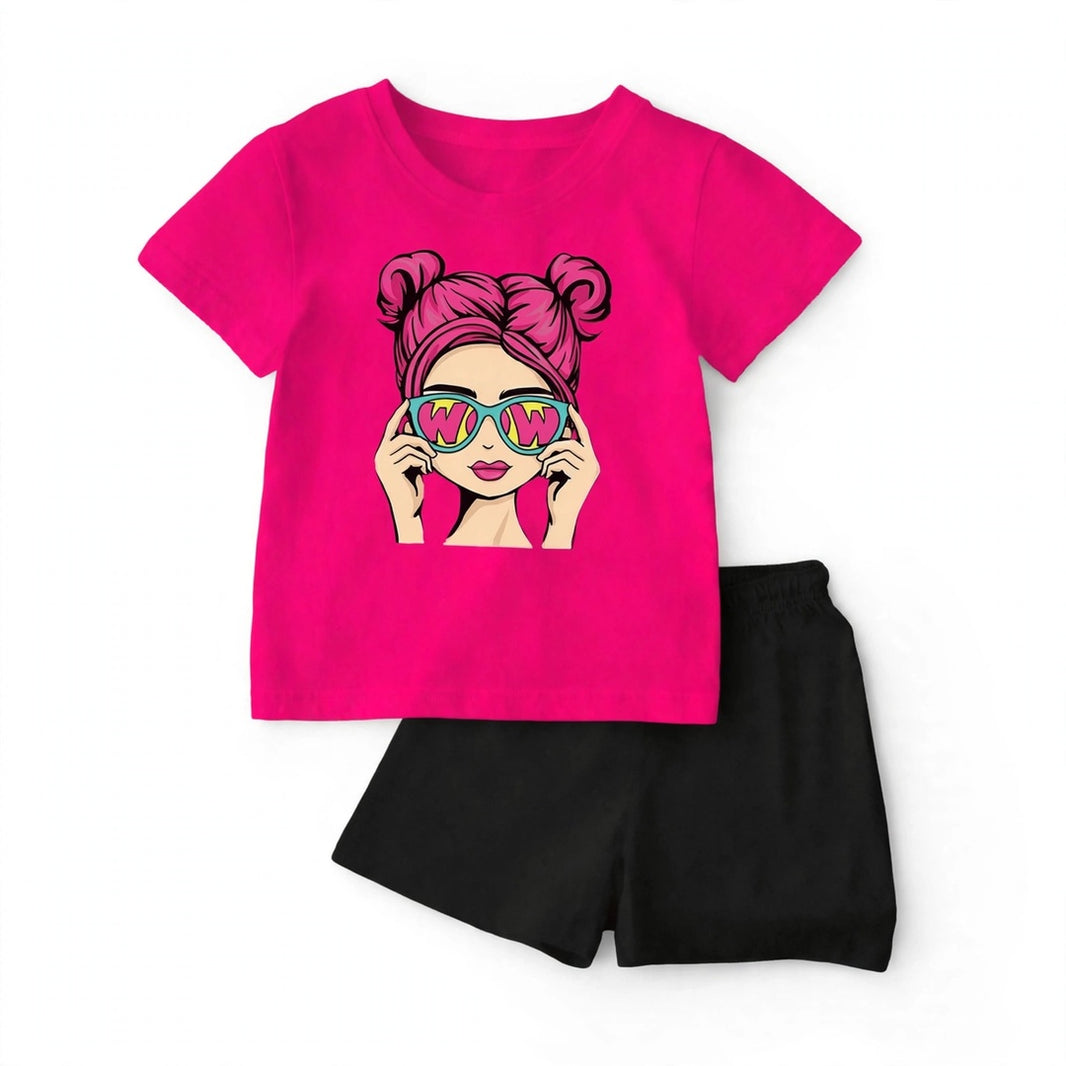 Pink Graphic T-Shirt & Shorts Set