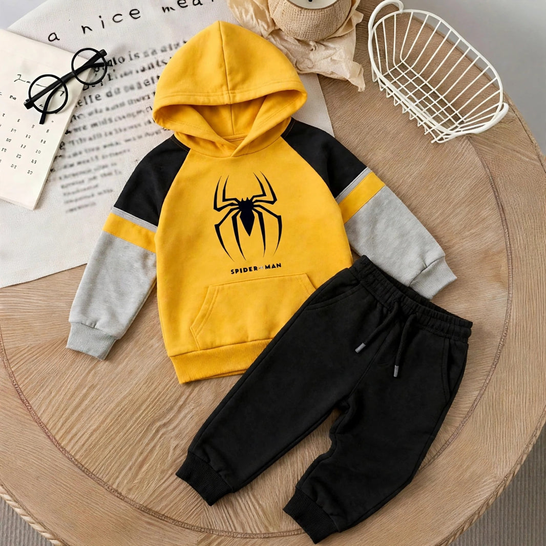 Spider Raglan Hoodie & Jogger Set – Yellow/Black